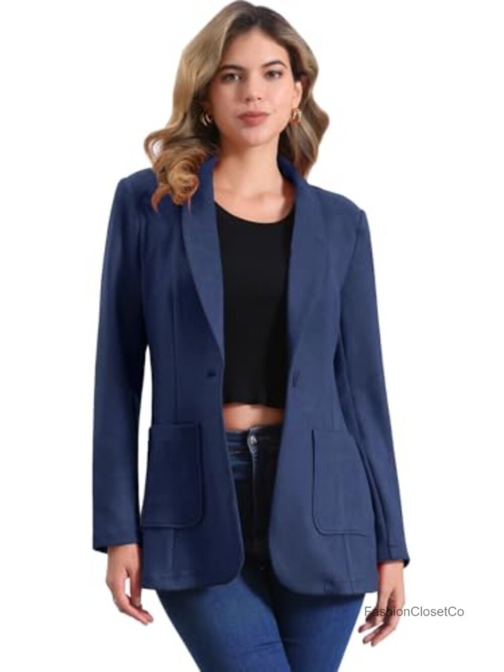 Faux Suede Blazer for Women Lapel Collar One Button Dressy Suit Jacket Long